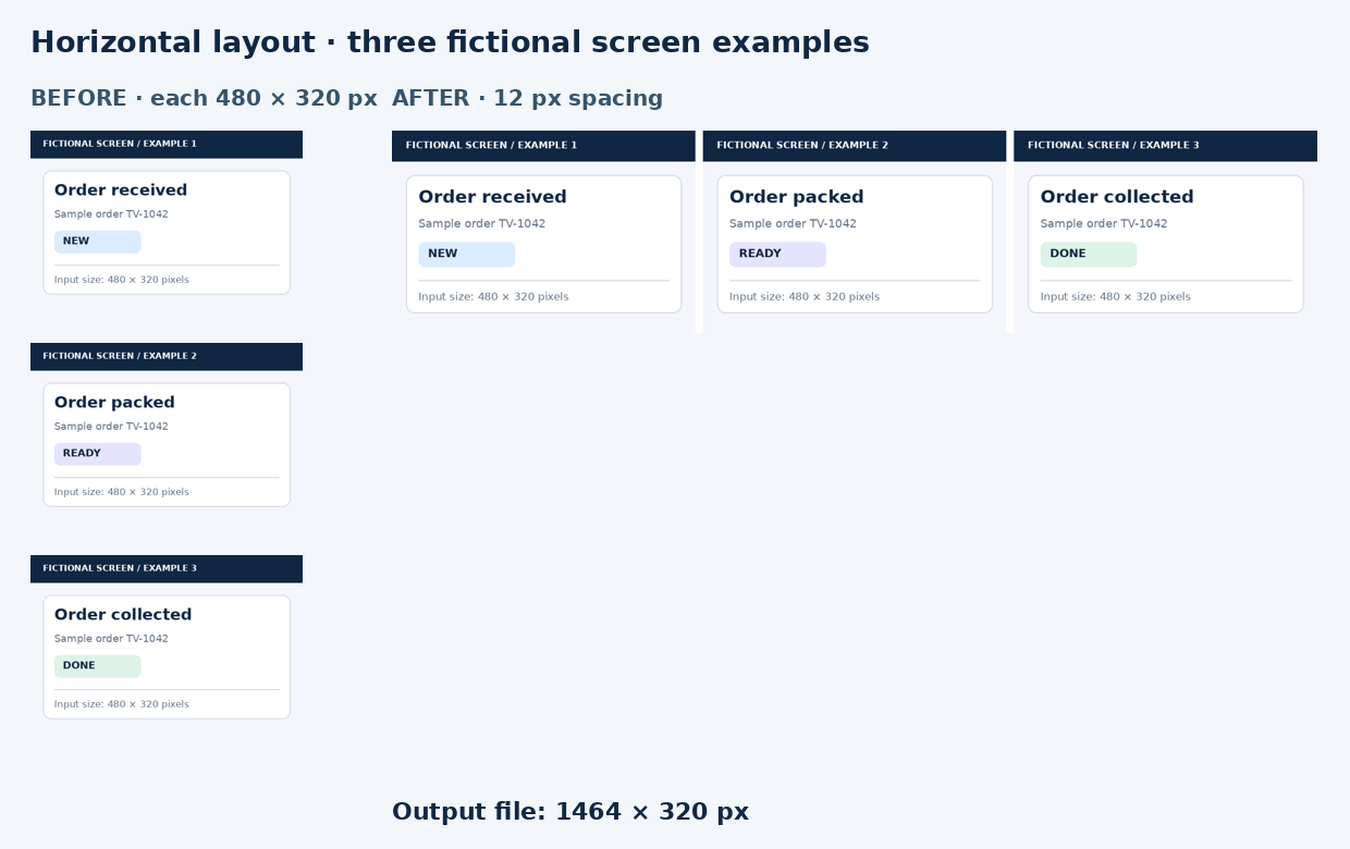 Sample screenshots combined side by side